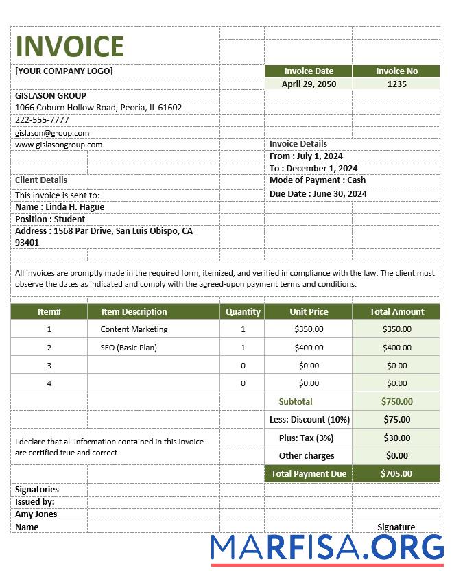 Downloadable Simple Agency Invoice Template